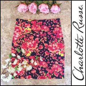 Navy Floral Mini Skirt